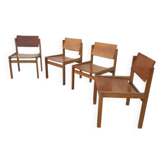 Series of 4 modernist chairs 1970
