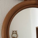 Vintage bicycle rattan mirror
