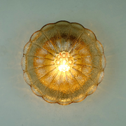 Vintage 1970s mid century wall sconce petal-shaped amber glass shades 2 available