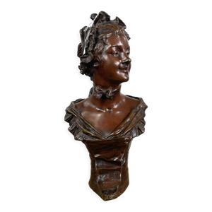 Portrait en bronze signé