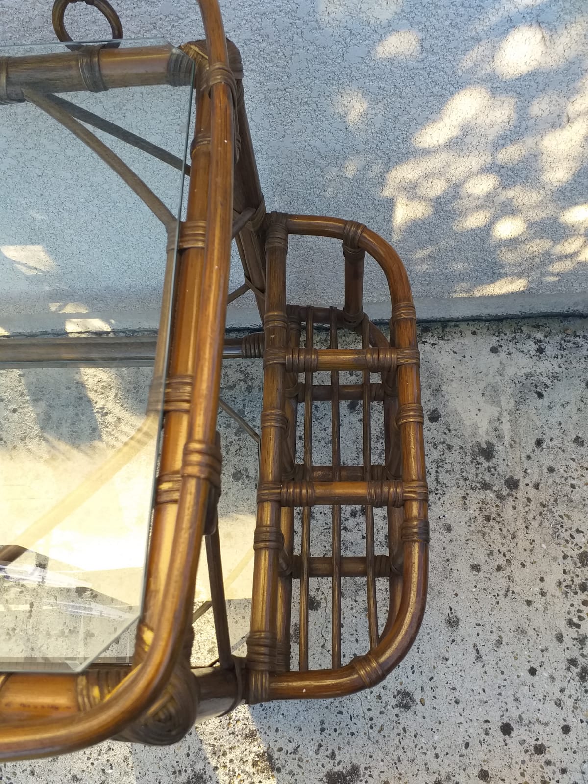 Bamboo serving trolley with wheels