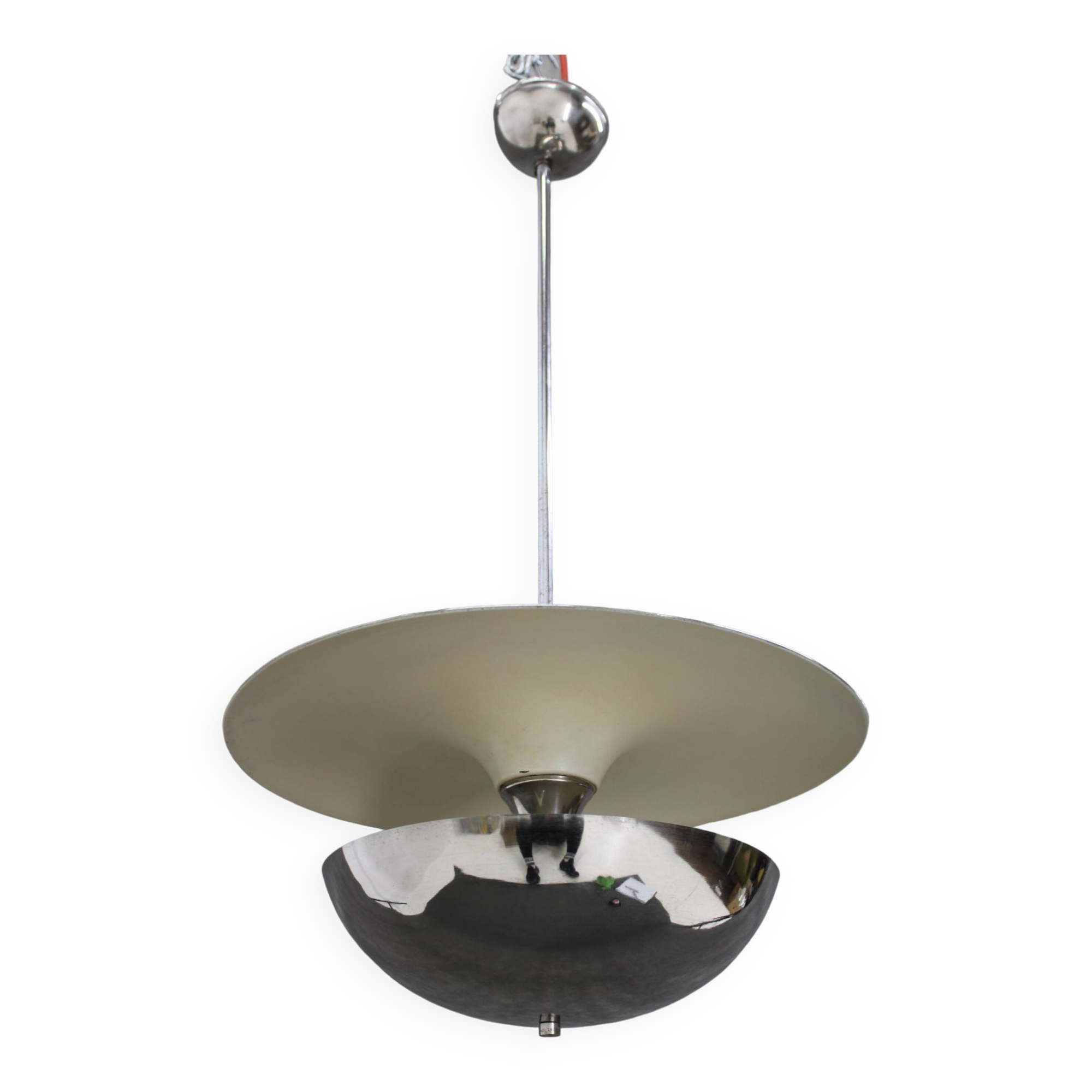 1930s Bauhaus Chrome Plated Chandelier by Anyz, Czechoslovakia