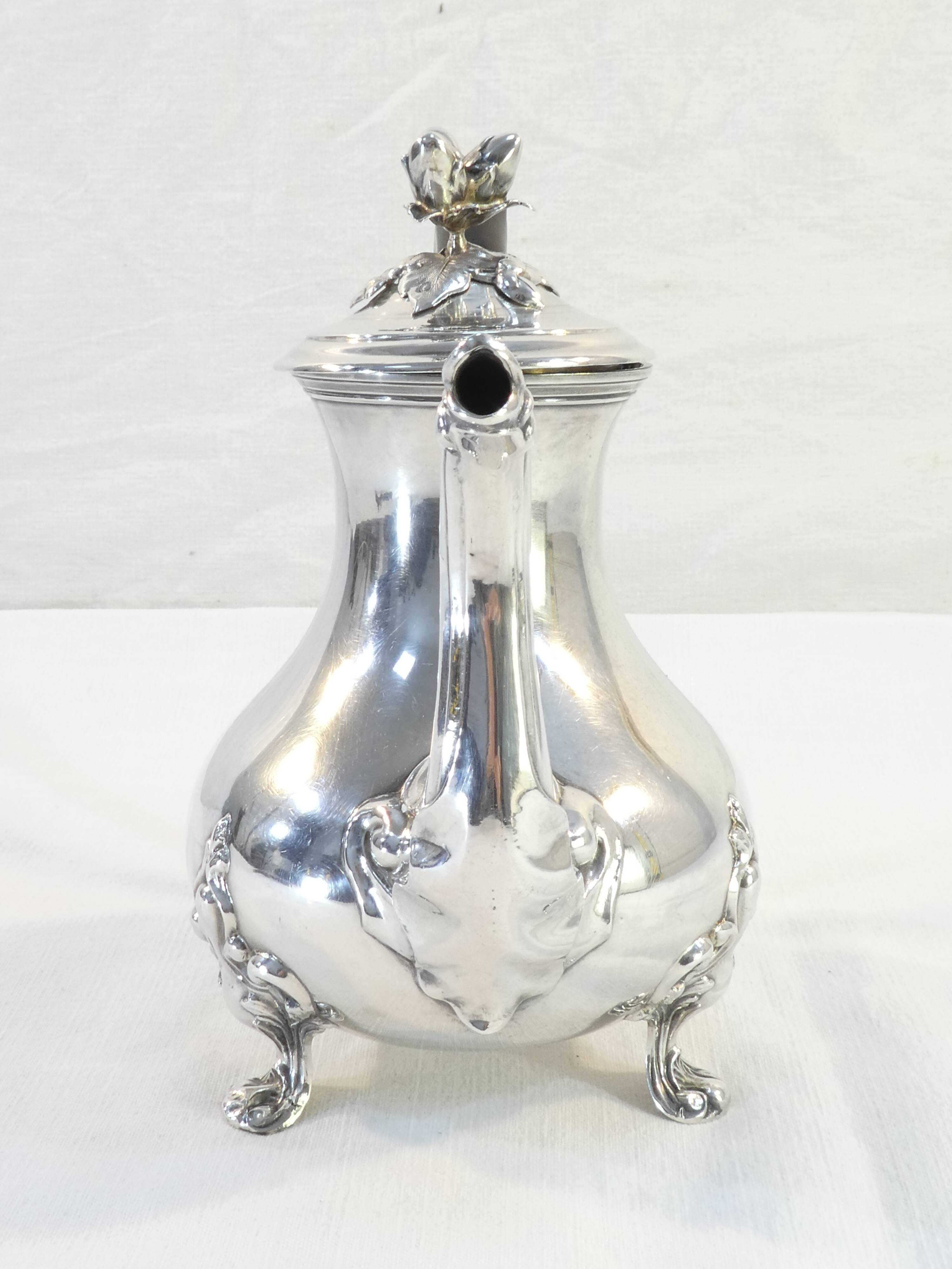 Theiere pourer in solid silver handle in ebene minerve martial fray 19th