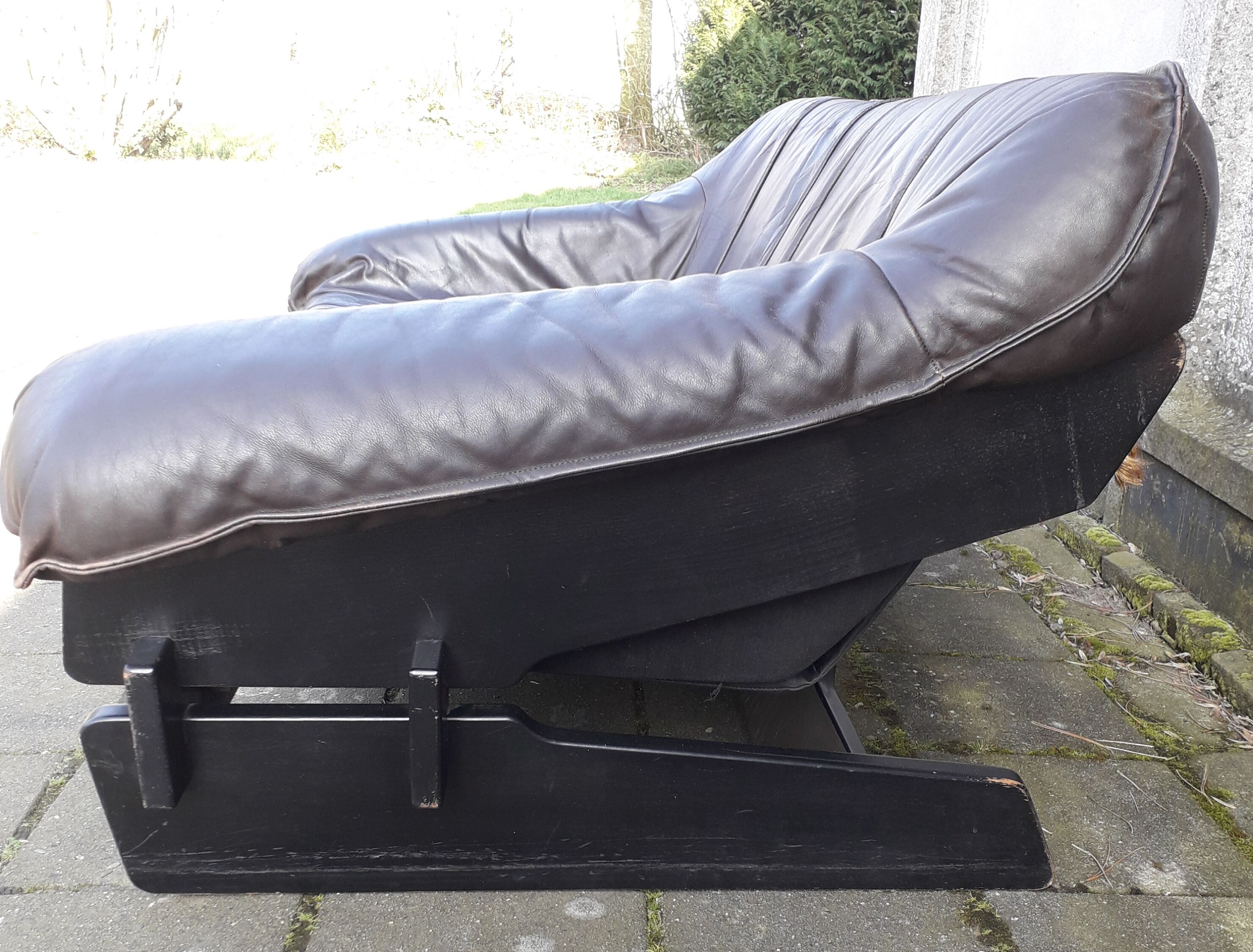 Vintage sofa wood leather rope