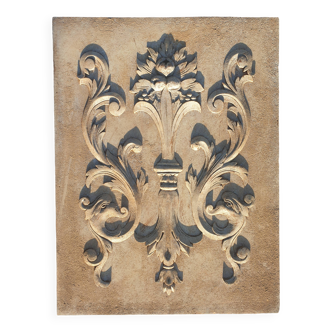 Panel, pediment, wall element in polychrome wood