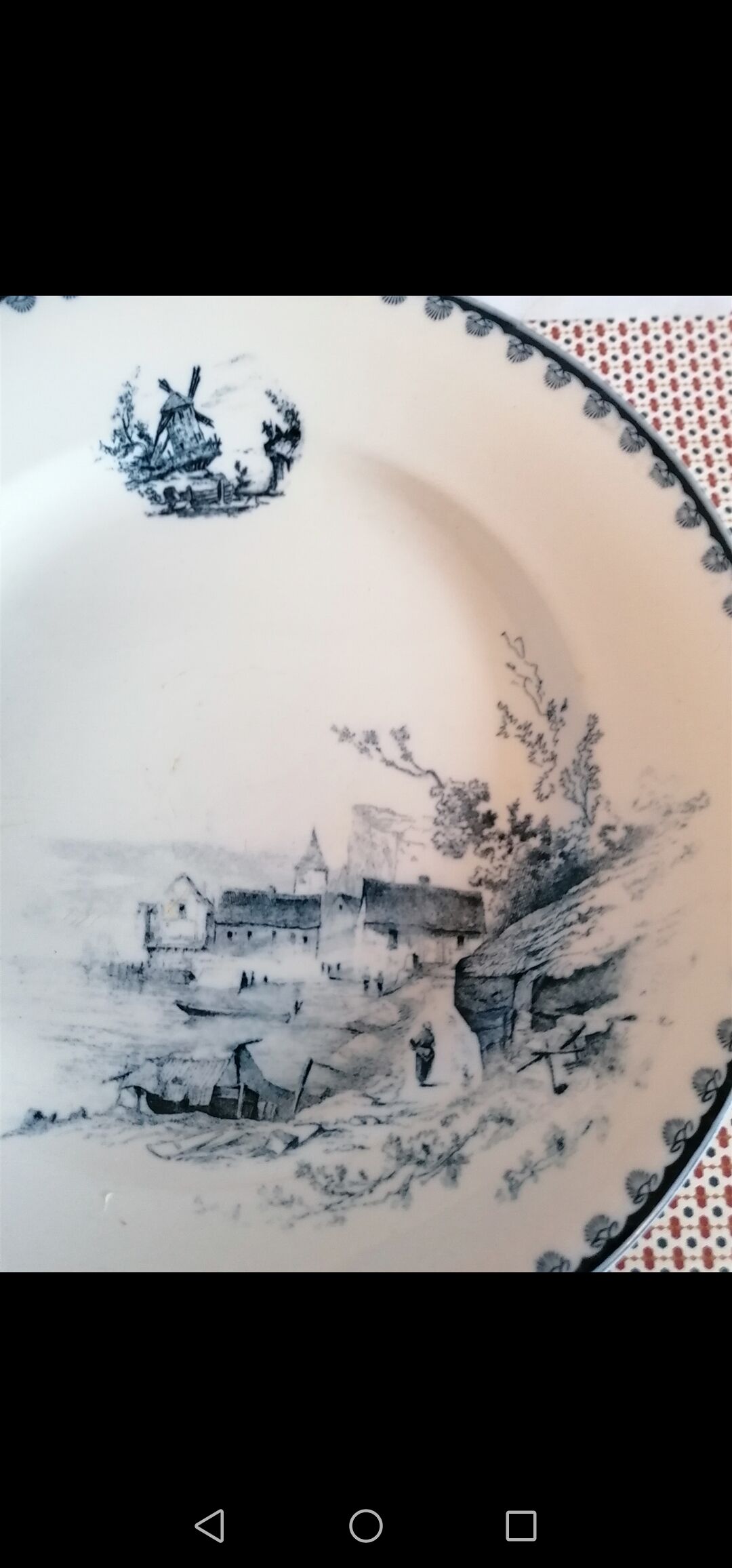 Former plate earthenware iron earth, blue landscape décor, Vermont - Blanchet Paris 19th