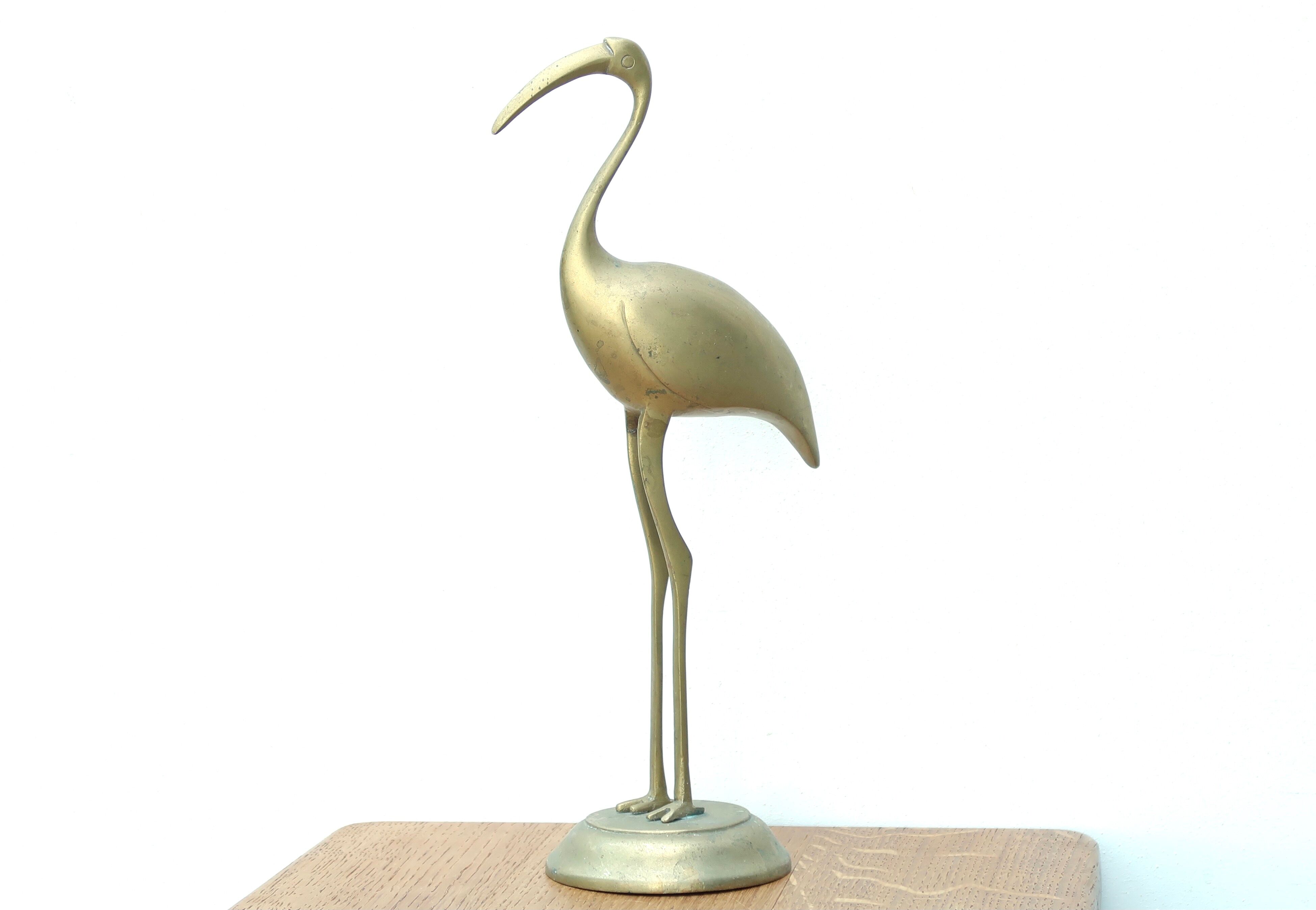 Brass flamingo sculpture, 60s