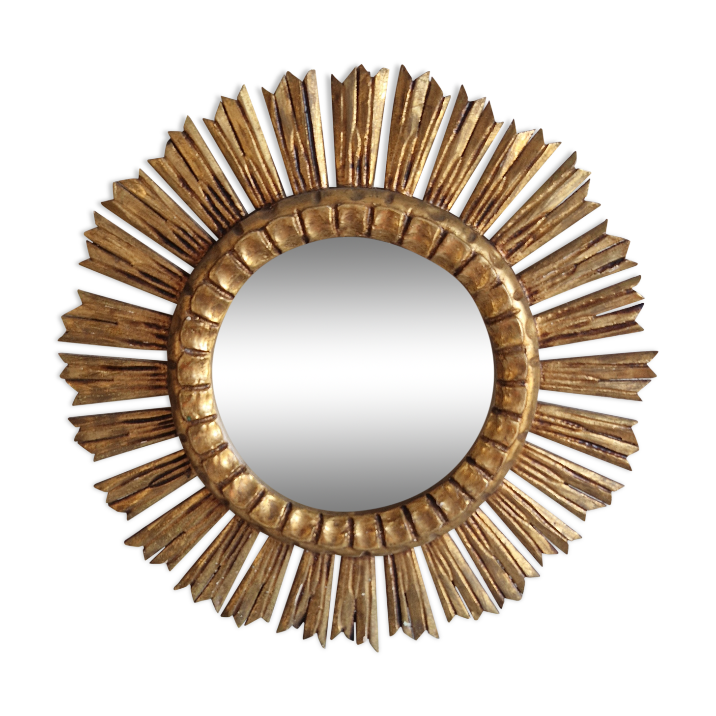 Miroir soleil doré vintage 51 cm