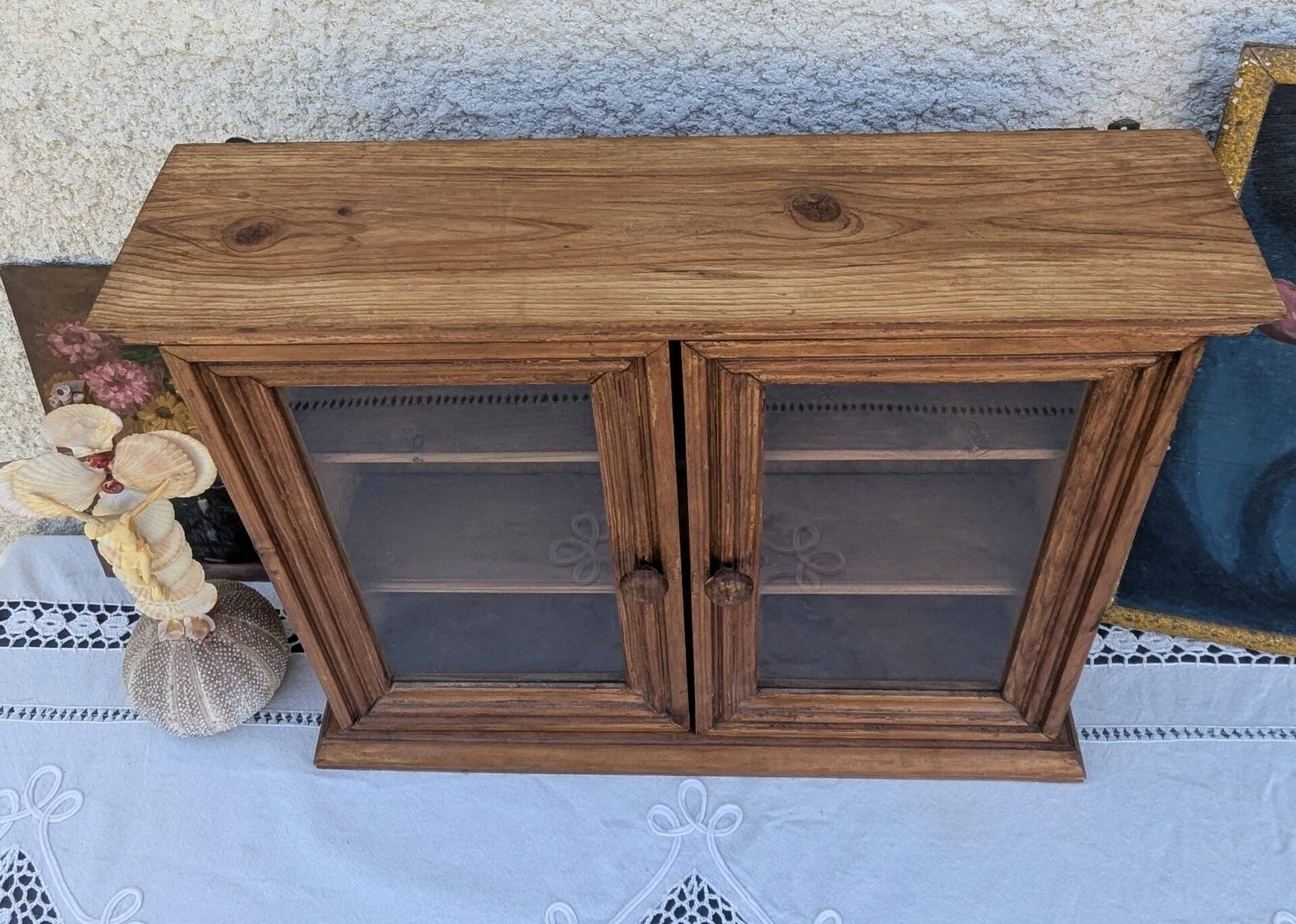 Small Wall Display Cabinet Pine Chalet Mountain Vintage Decor 60s 70s