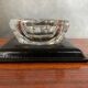 Old Val St Lambert Crystal Ashtray + Le Tanneur Leather Holder + Box