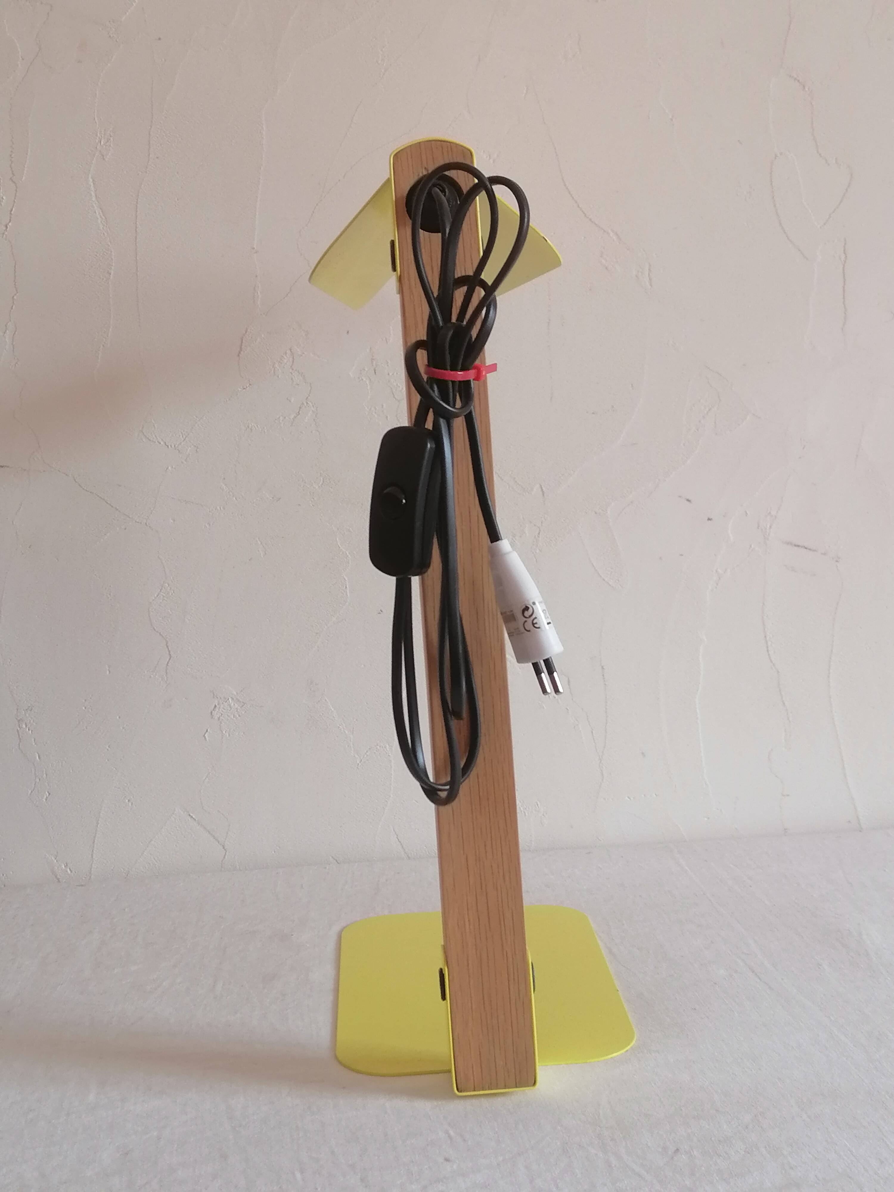 Modernist lamp in wood and metal