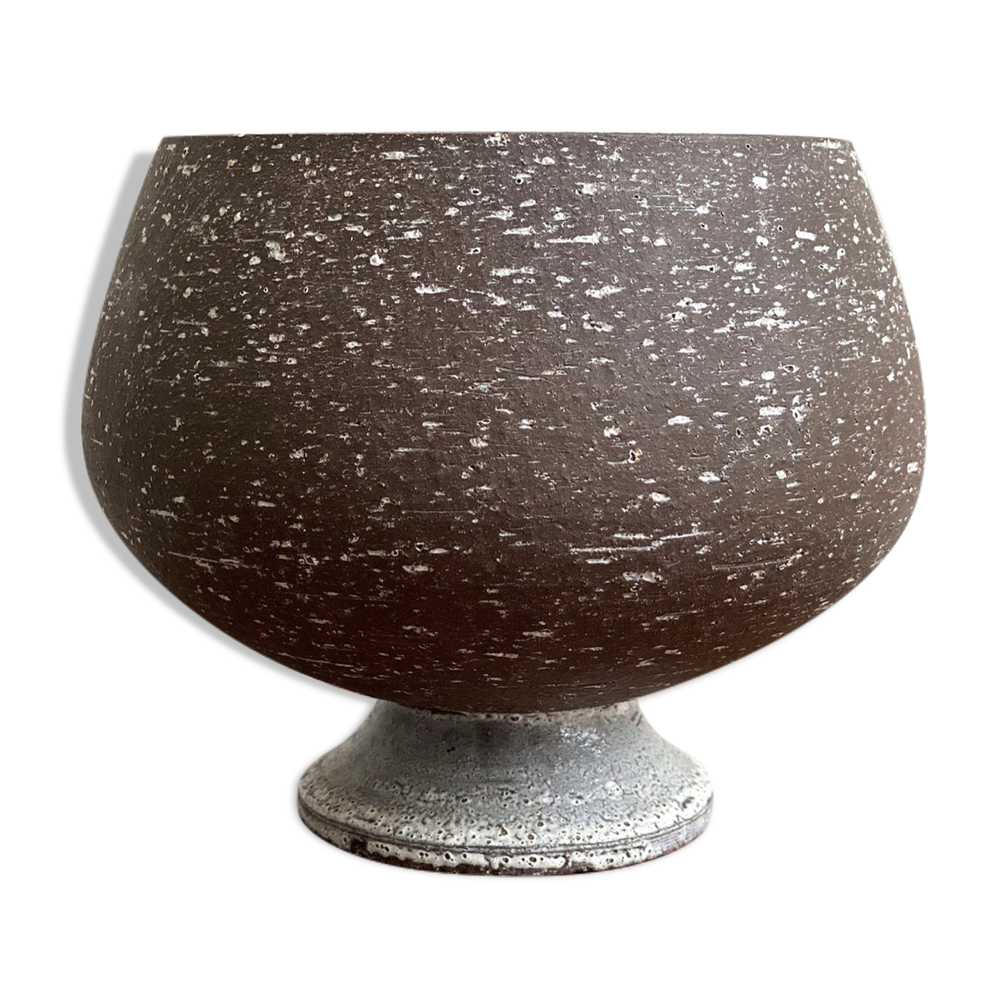 Vintage ceramic "birch bark" planter / flower pot, Chamotte