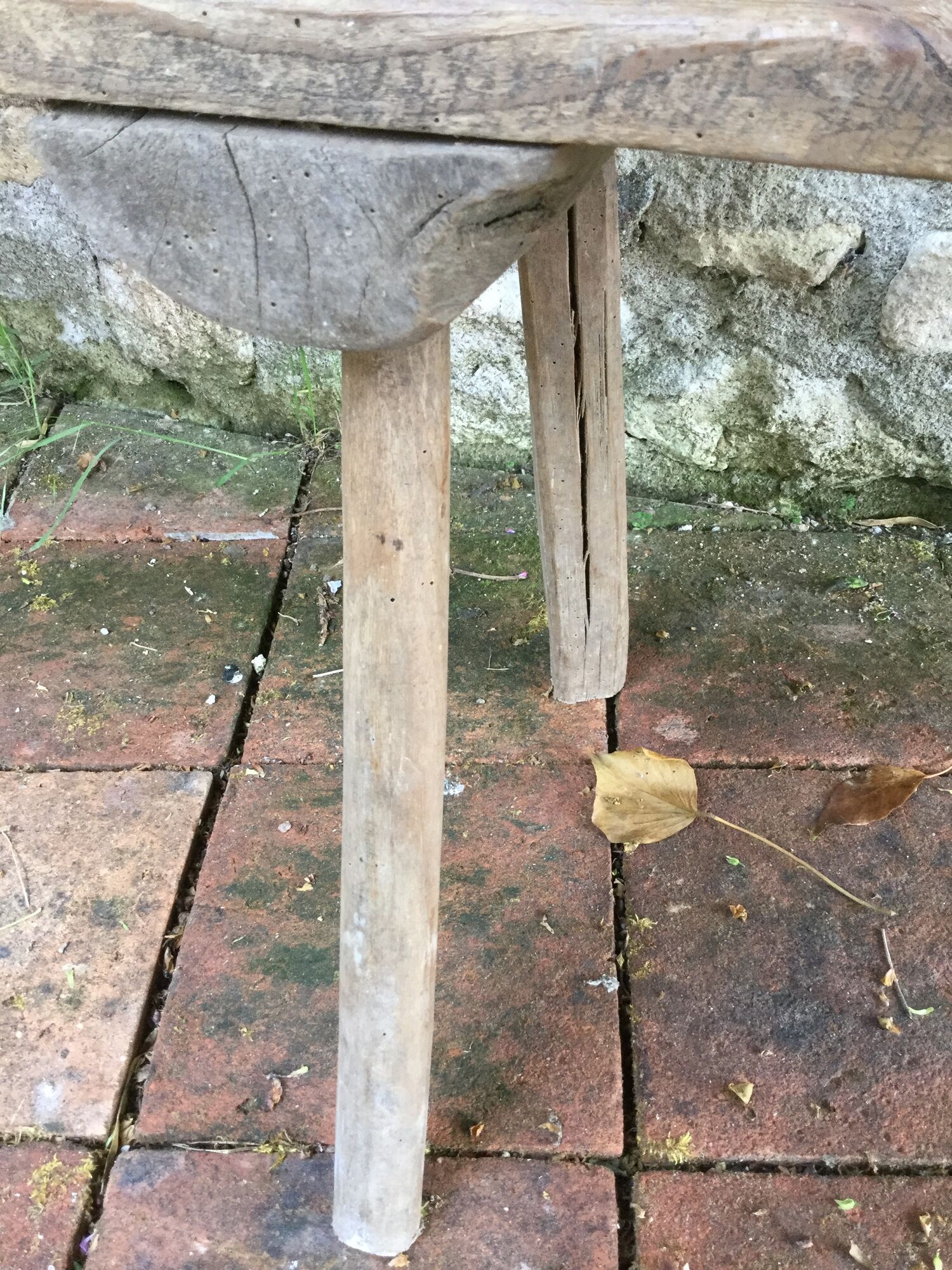 Farm old wooden bench of the 1950s