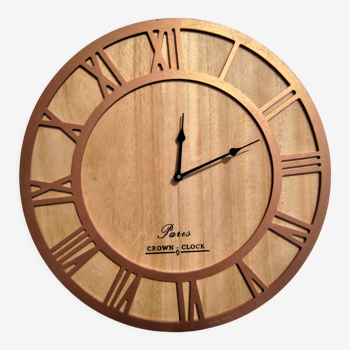 Pendule murale en bois vintage de Paris Crown Clock