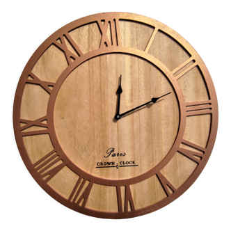 Pendule murale en bois vintage de Paris Crown Clock