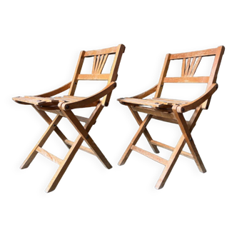 Chaises pliantes en bois rétro pour enfants des années 1950