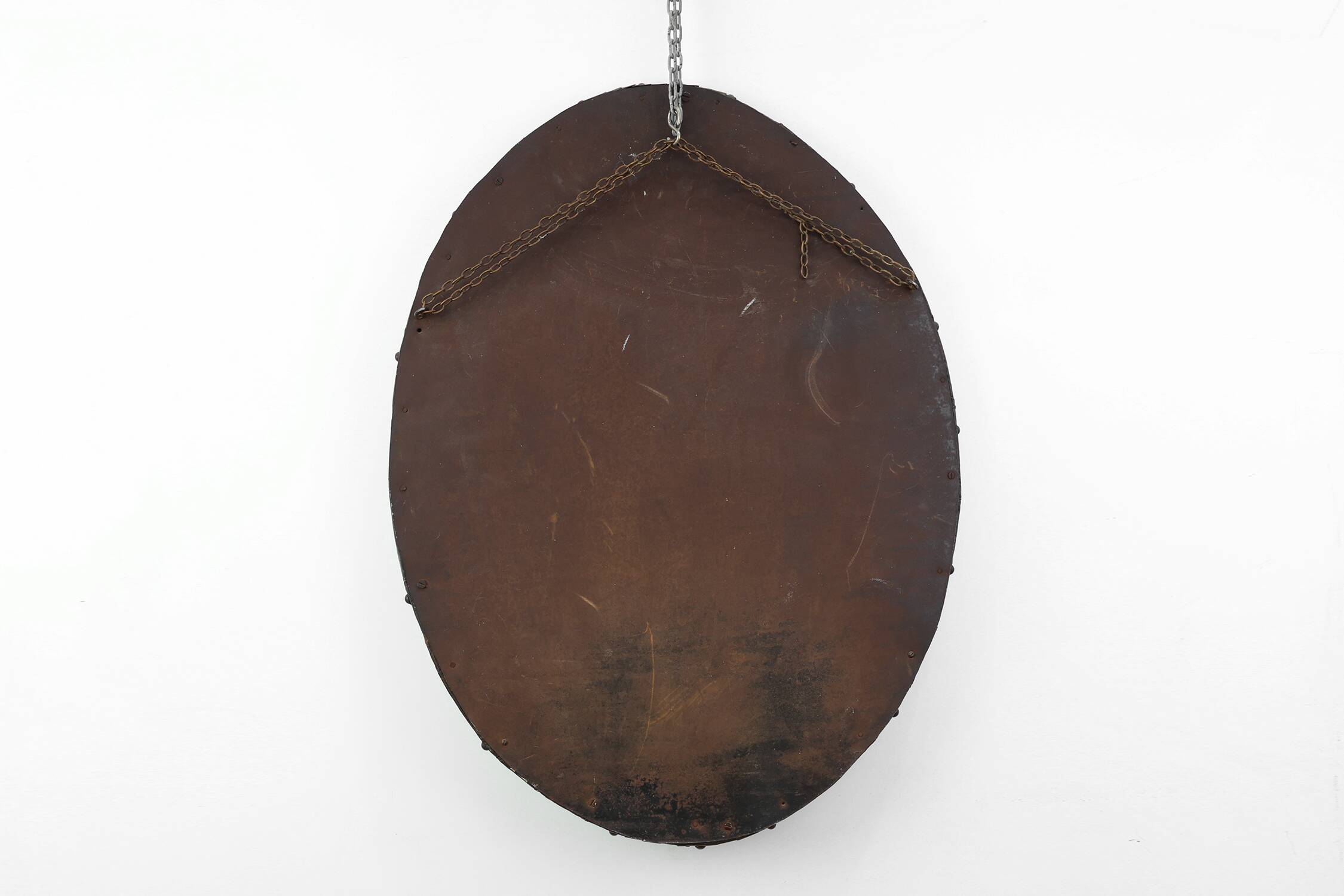 Arts & Crafts Copper Oval Mirror, France ca. 1905