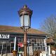 Cast iron street lamp with a lantern
