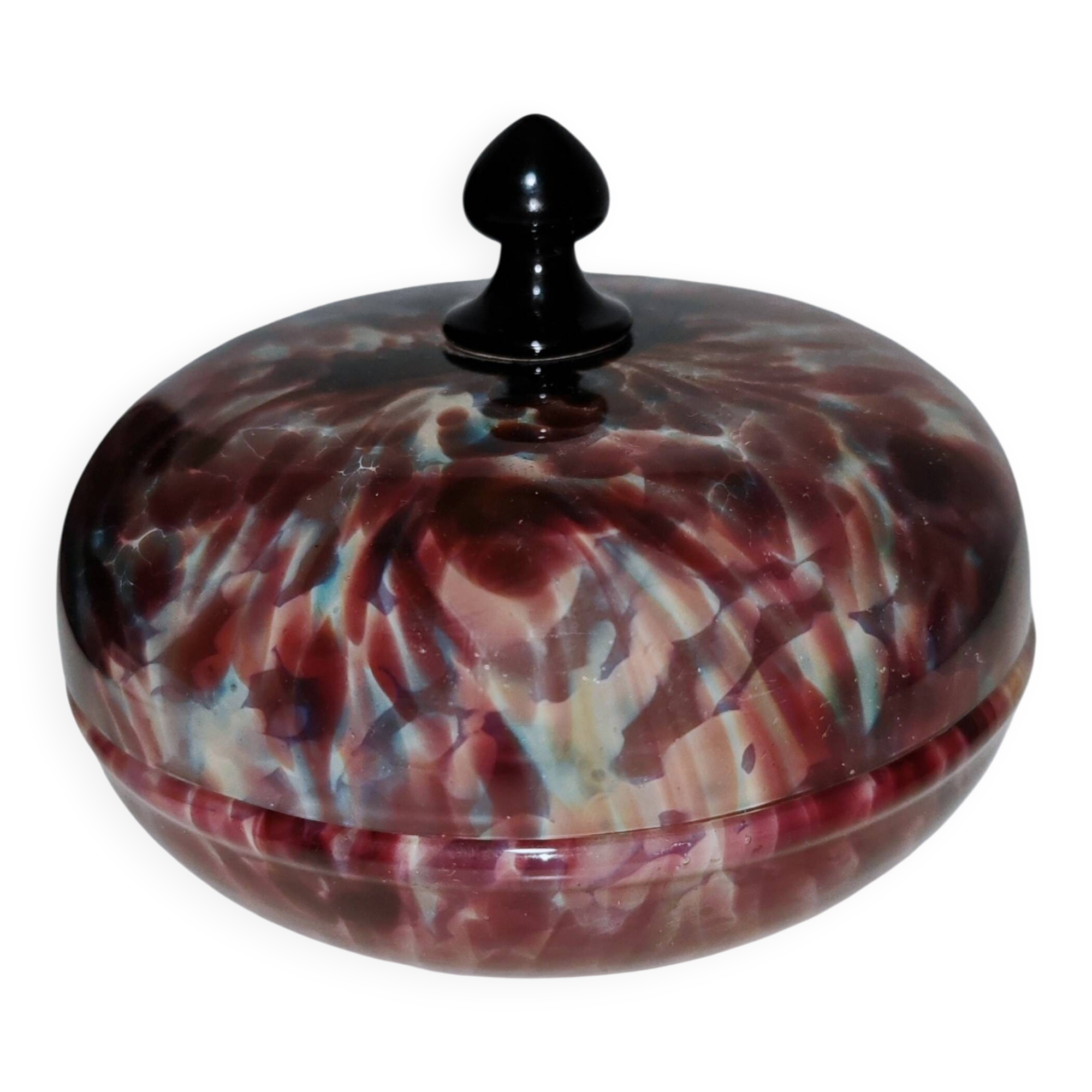 Coloured crystal bonbonnière Art Verrier Saint Louis