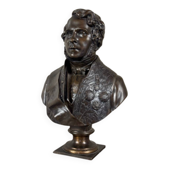 Bronze bust of Admiral Hucos, signed Dubray 1854