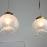 Vintage Murano Glass & Brass Pendant Lamp
