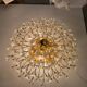 Grand plafonnier en laiton et cristal par Stilkronen Italie années 1970
