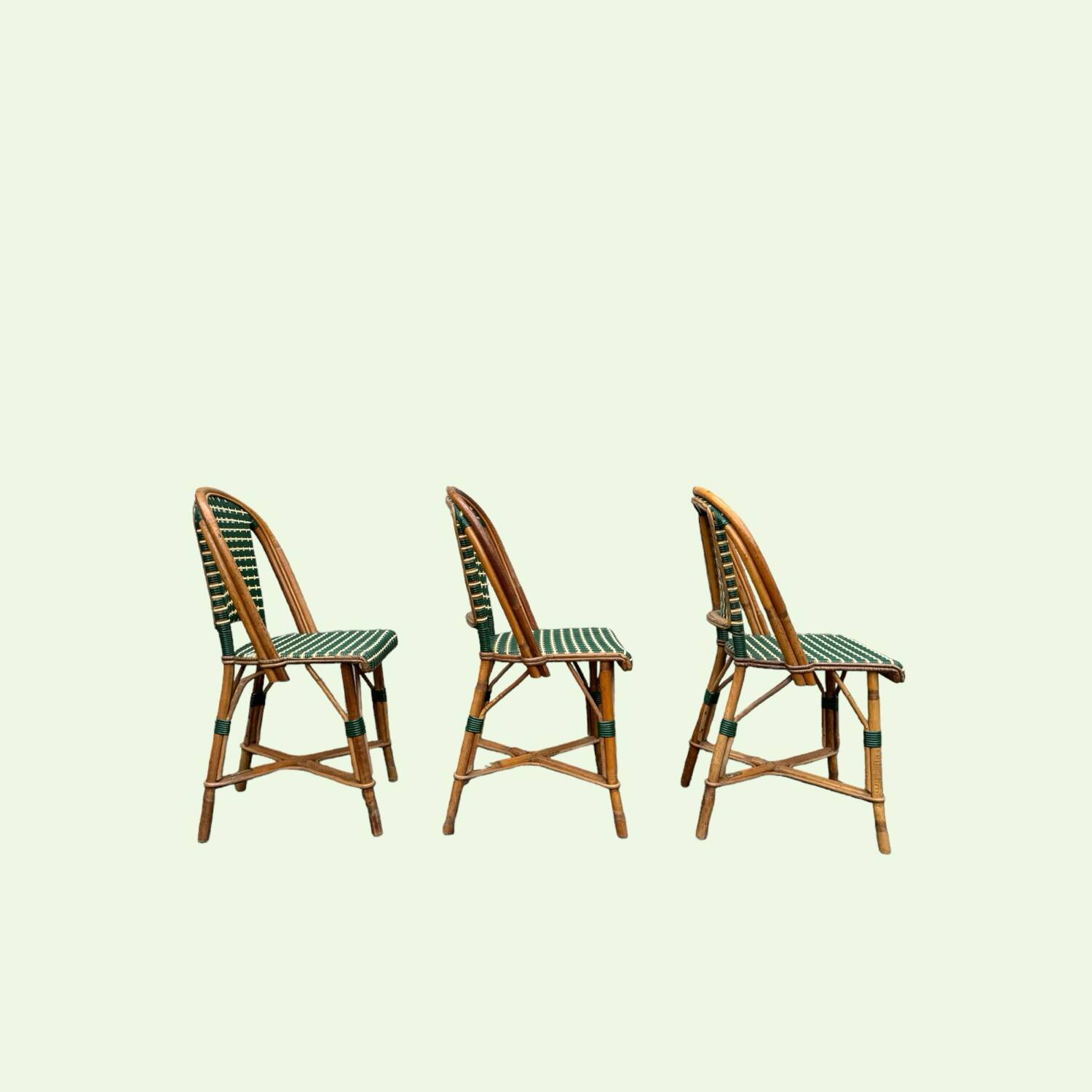 Set of 3 woven rattan bistro chairs Drucker SA