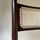 Set de quatre chaises pliantes en bois et cannage