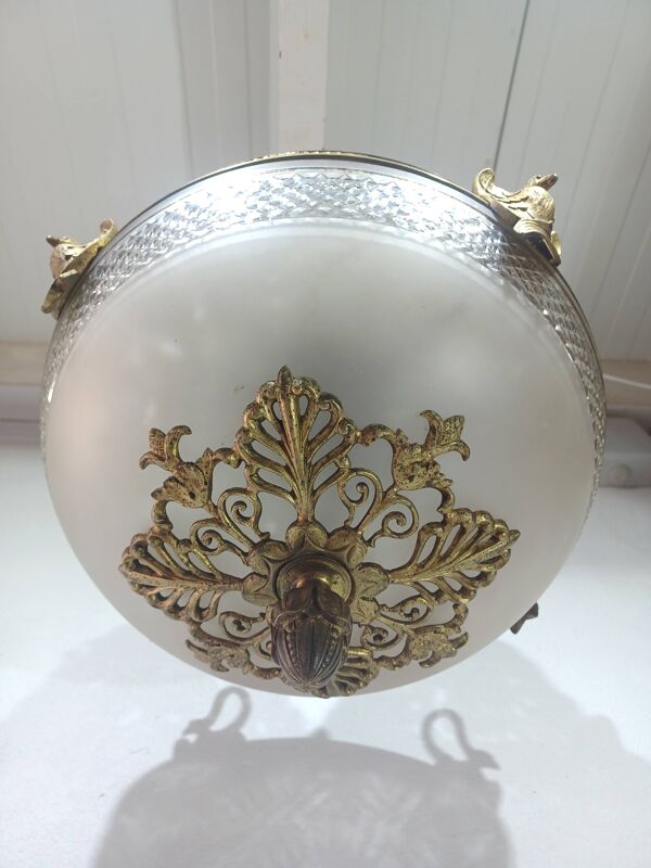 Lustre Empire en bronze et cristal