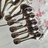 12 small silver metal spoons Christofle mesh model