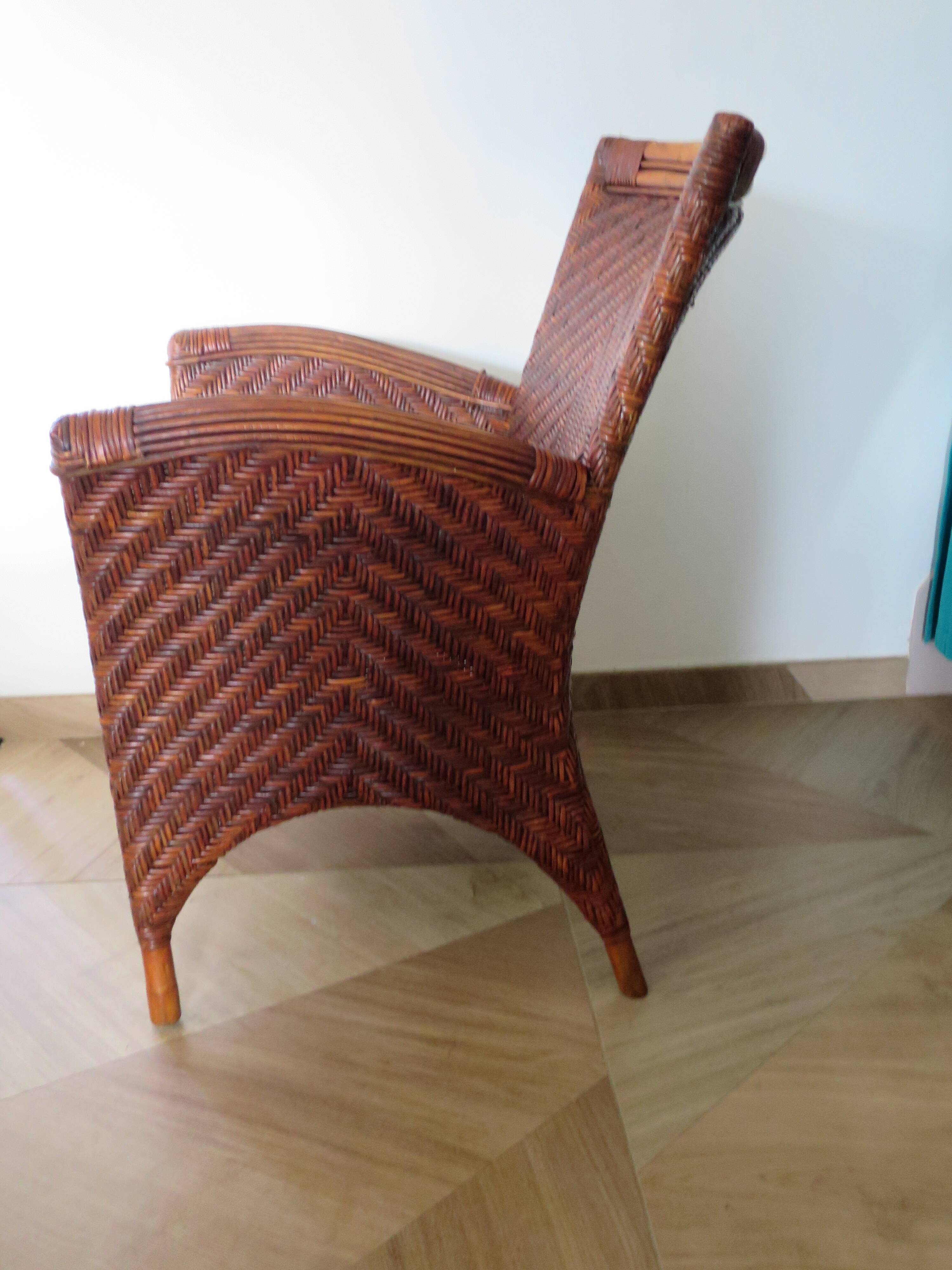 Woven rattan armchair, 1980s