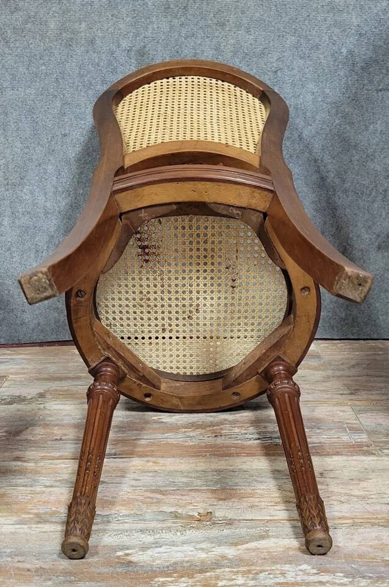 Set of 6 Louis XVI style mahogany snowshoe chairs circa 1880