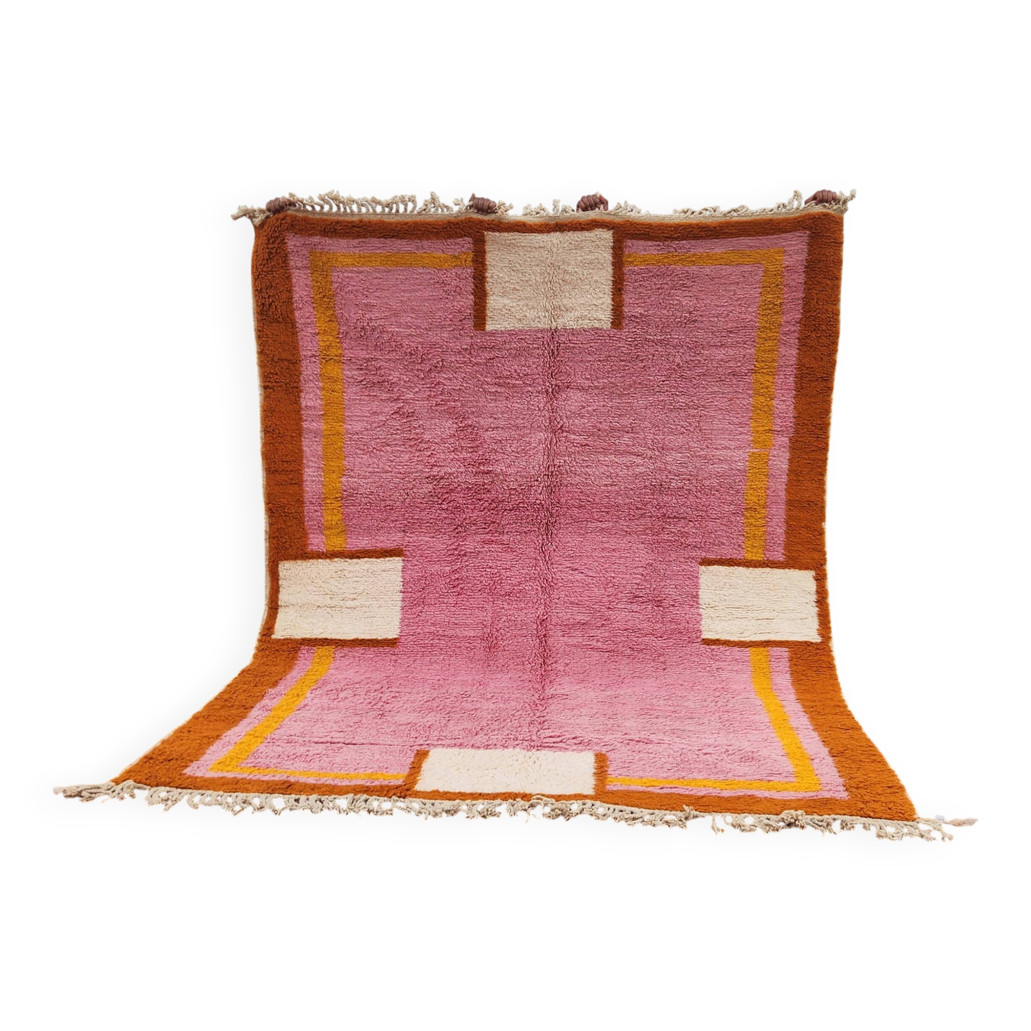 Grand tapis berbère rose 290x210 cm  épaisse Fait main – Style bohème chic