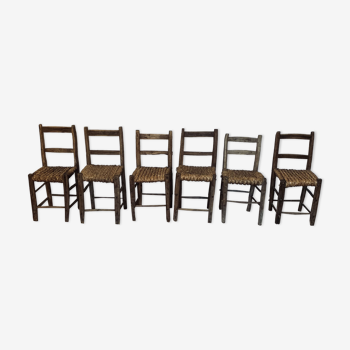 Ensemble de 6 chaises paillées