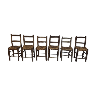 Ensemble de 6 chaises paillées