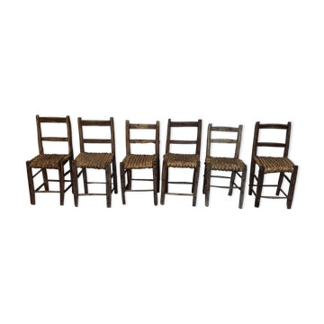 Ensemble de 6 chaises paillées
