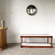 Italian modernist shelf in teak and Carrara marble, 1950s