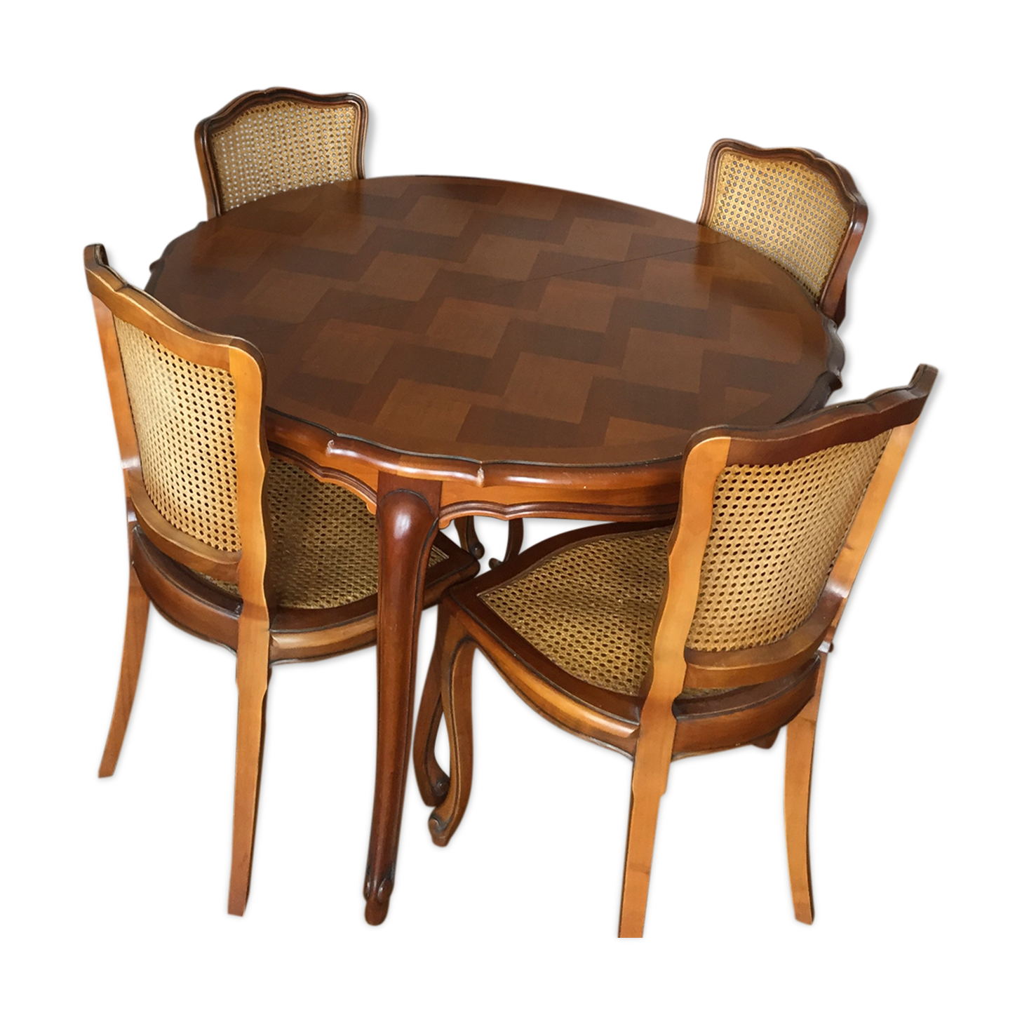 Louis Philippe-style cherry table with 4 chairs