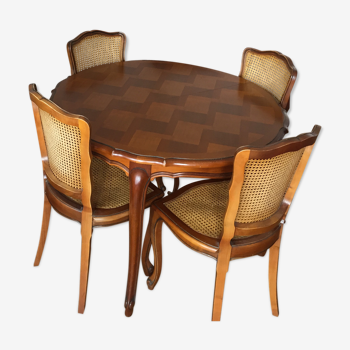 Louis Philippe-style cherry table with 4 chairs