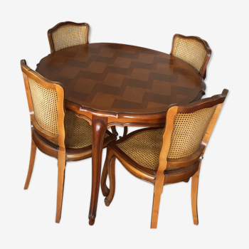 Table en merisier style Louis Philippe et ses 4 chaises