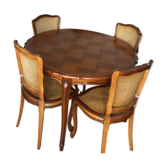 Louis Philippe-style cherry table with 4 chairs