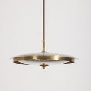 Lustre vintage des années 50 en verre et laiton design italien
