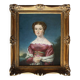 Antique Biedermeier Young Lady Miniature Portrait Painting