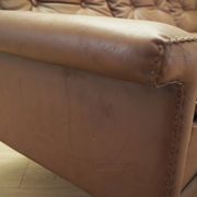 Brown leather sofa, Danish design, 1960s, manufactured by AS Vejen Polstermøbe