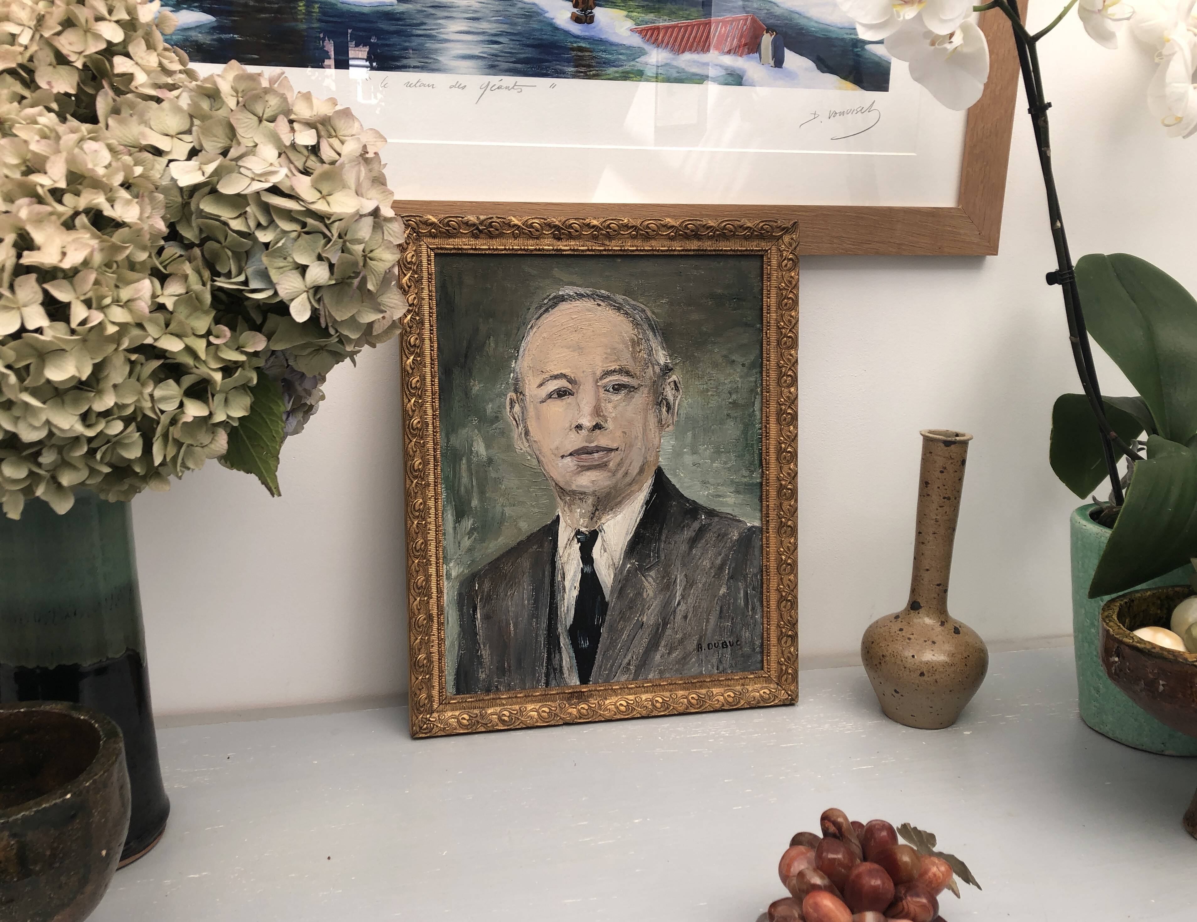 Portrait of a man in a suit, oil painting on canvas