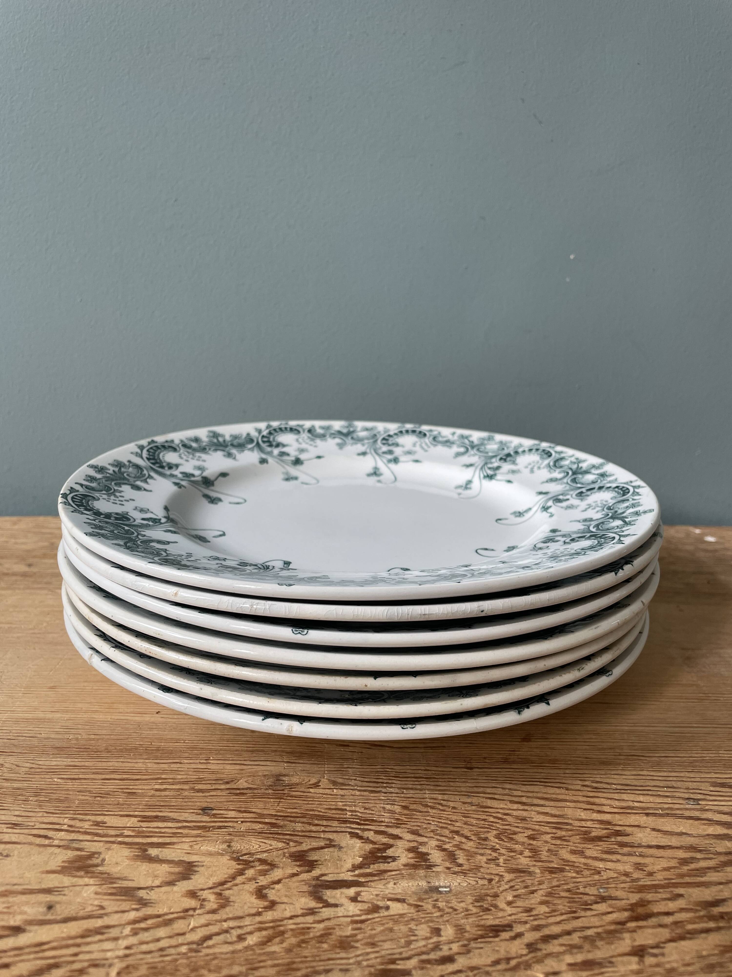 Set of 7 flat plates Terre de Fer St Amand and Hamage “Byzantine”