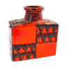 Vase rouge vif du milieu du siècle avec Application de lave