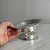 Antique shell butter dish in shiny silver metal