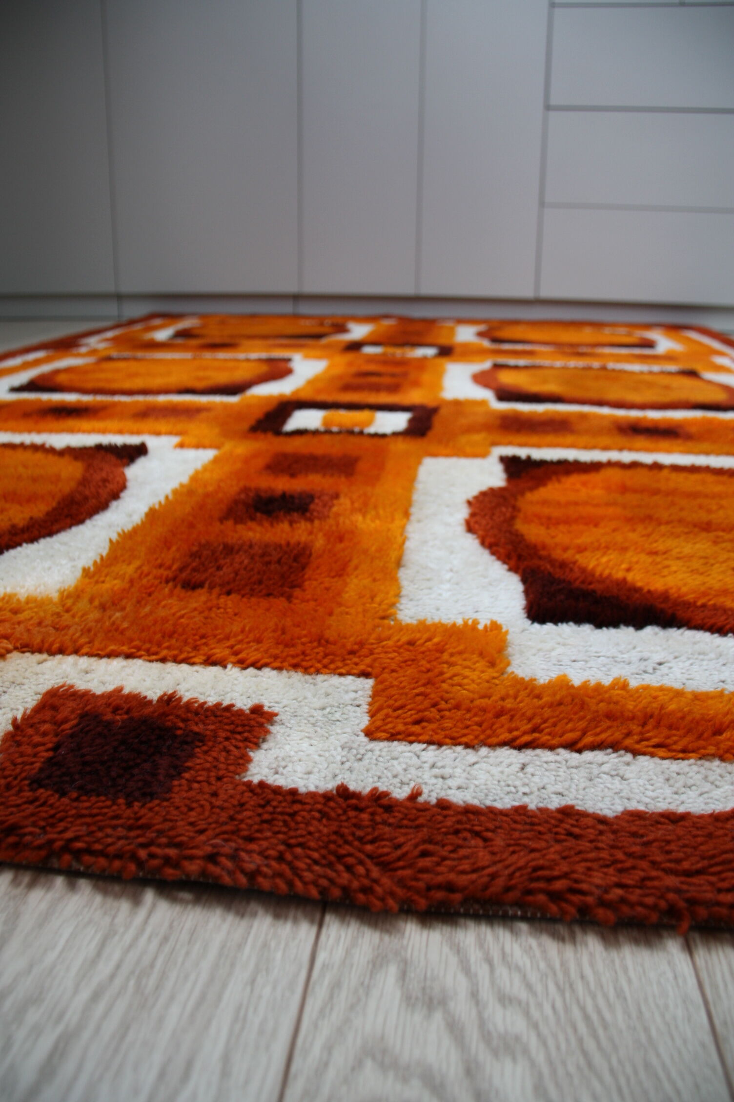 Vintage carpet in wool - 'fity shades of orange' - Germany - 1960's