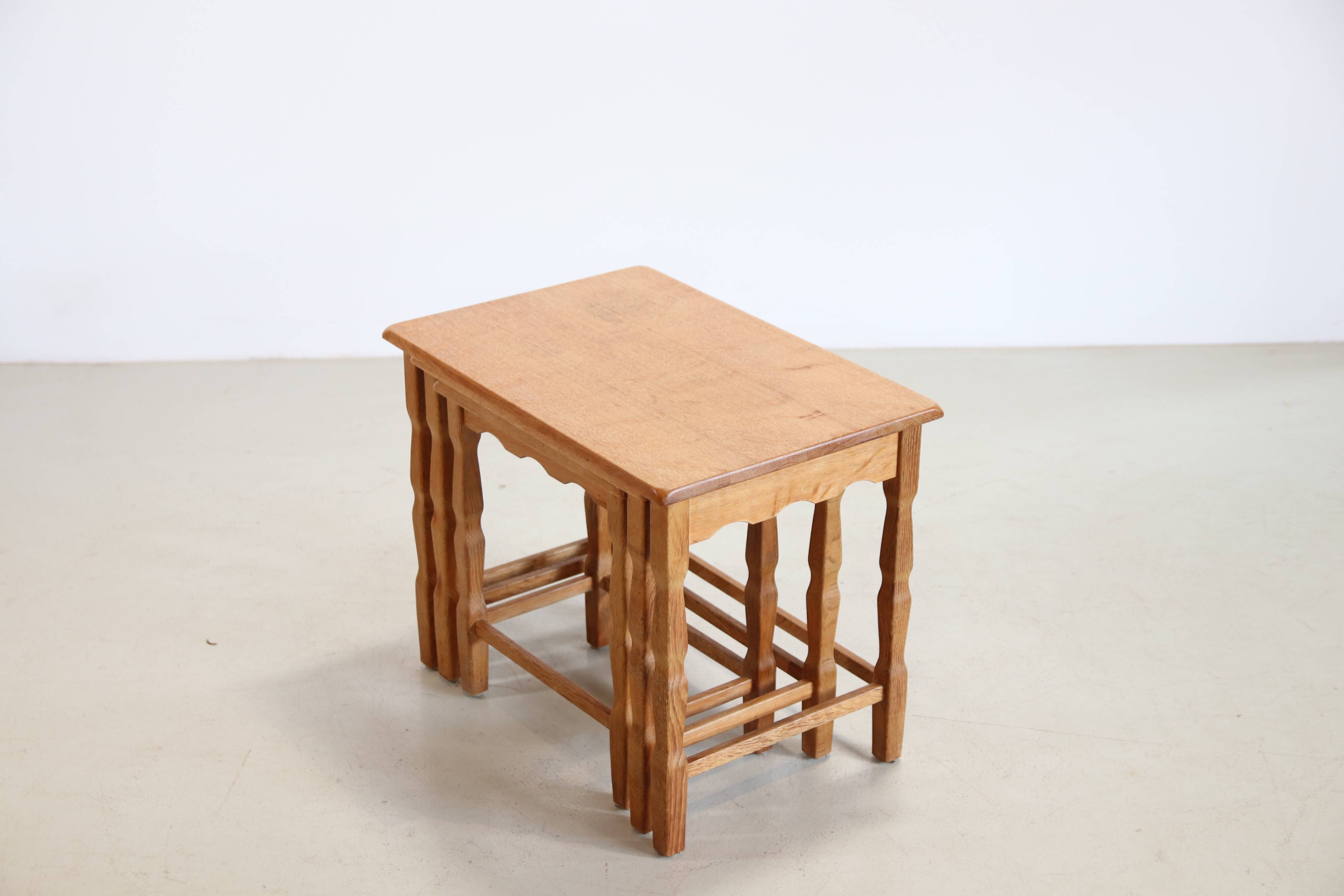 Set of three oak nesting tables attributed to Henning Kjærnulf
